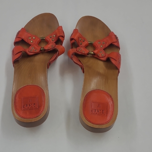Frye Orange Leather Sandals with Decorative Ring Size 9.5 - Picture 4 of 9
